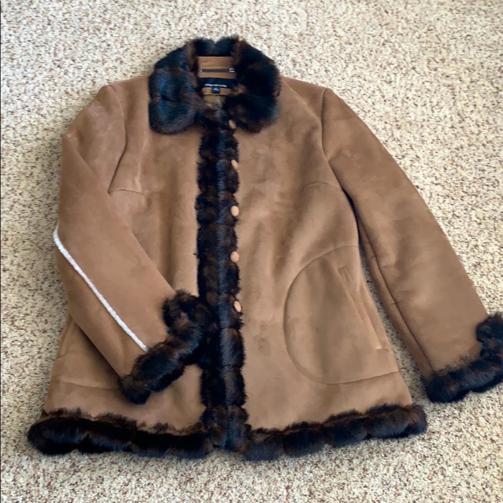 Joans of New York Suede coat with detail